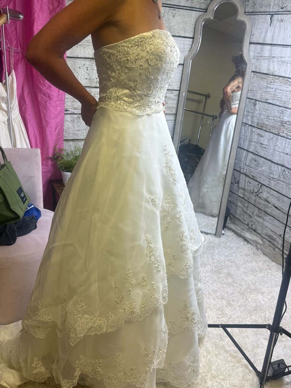 Morilee Small Wedding Gown Strapless Beaded Embroidered Tiered